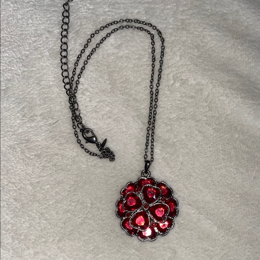 Red flower Avon necklace